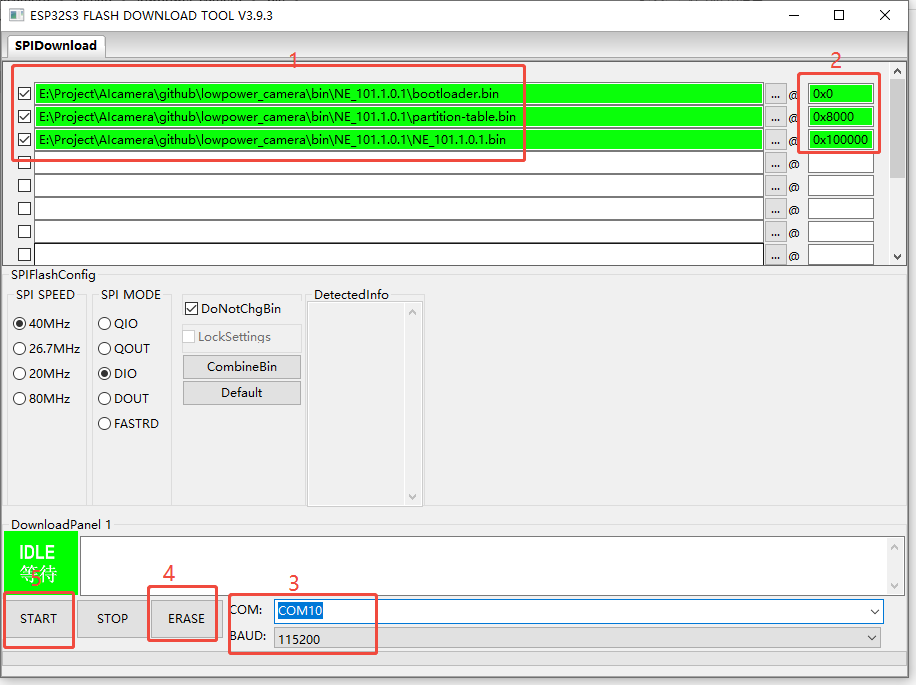 flashing tool interface